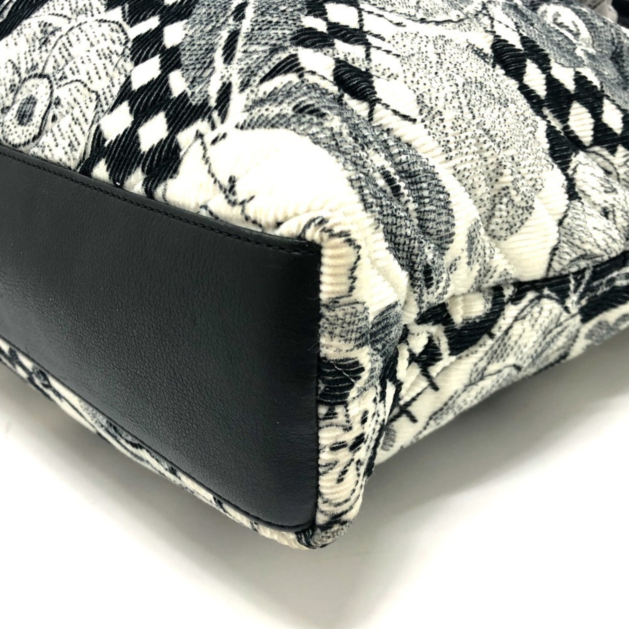 Chanel Black White Canvas Handbag Tote Bag