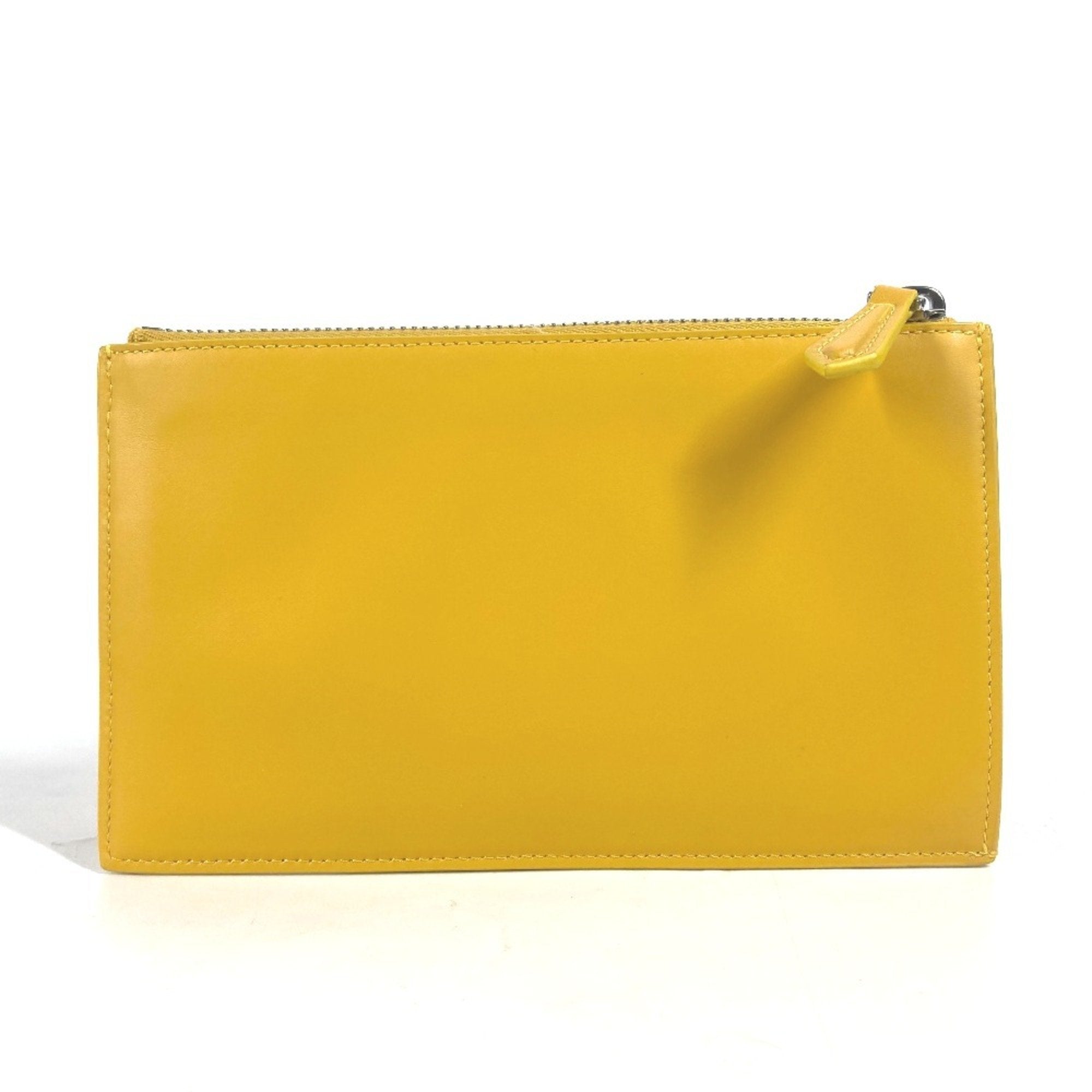 Fendi Yellow Leather Clutch Bag Pouch