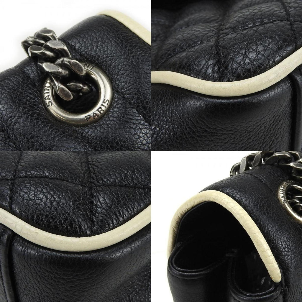 Saint Laurent Black Ivory Leather Shoulder Bag (Pre-Owned)