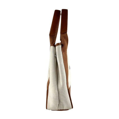 Balenciaga Brown Ivory Canvas Leather Handbag Shoulder