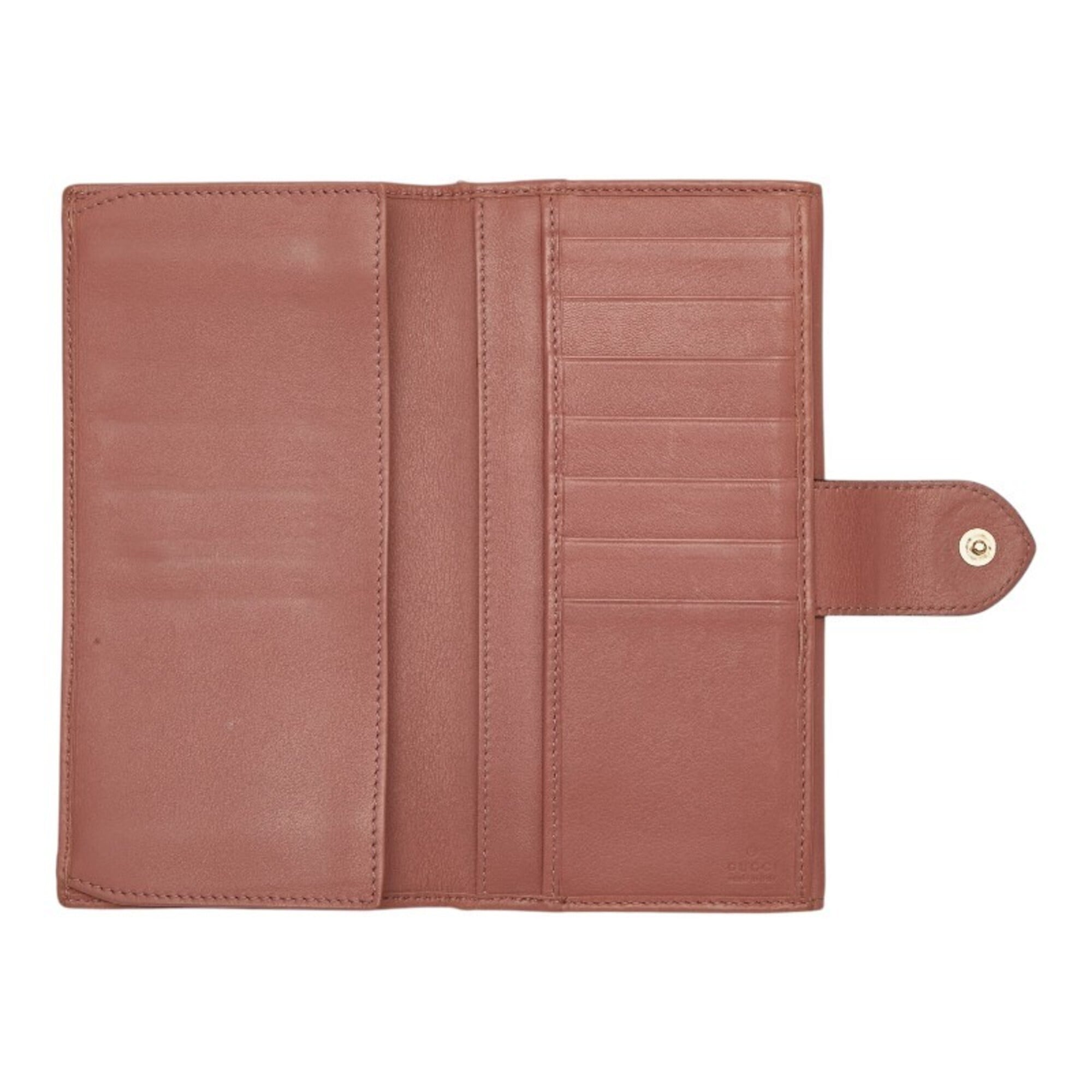 Gucci Beige Pink Gg Canvas Leather Long Wallet (Bi-Fold) (Pre-Owned)