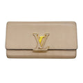 Louis Vuitton Beige Grayish Leather Long Wallet