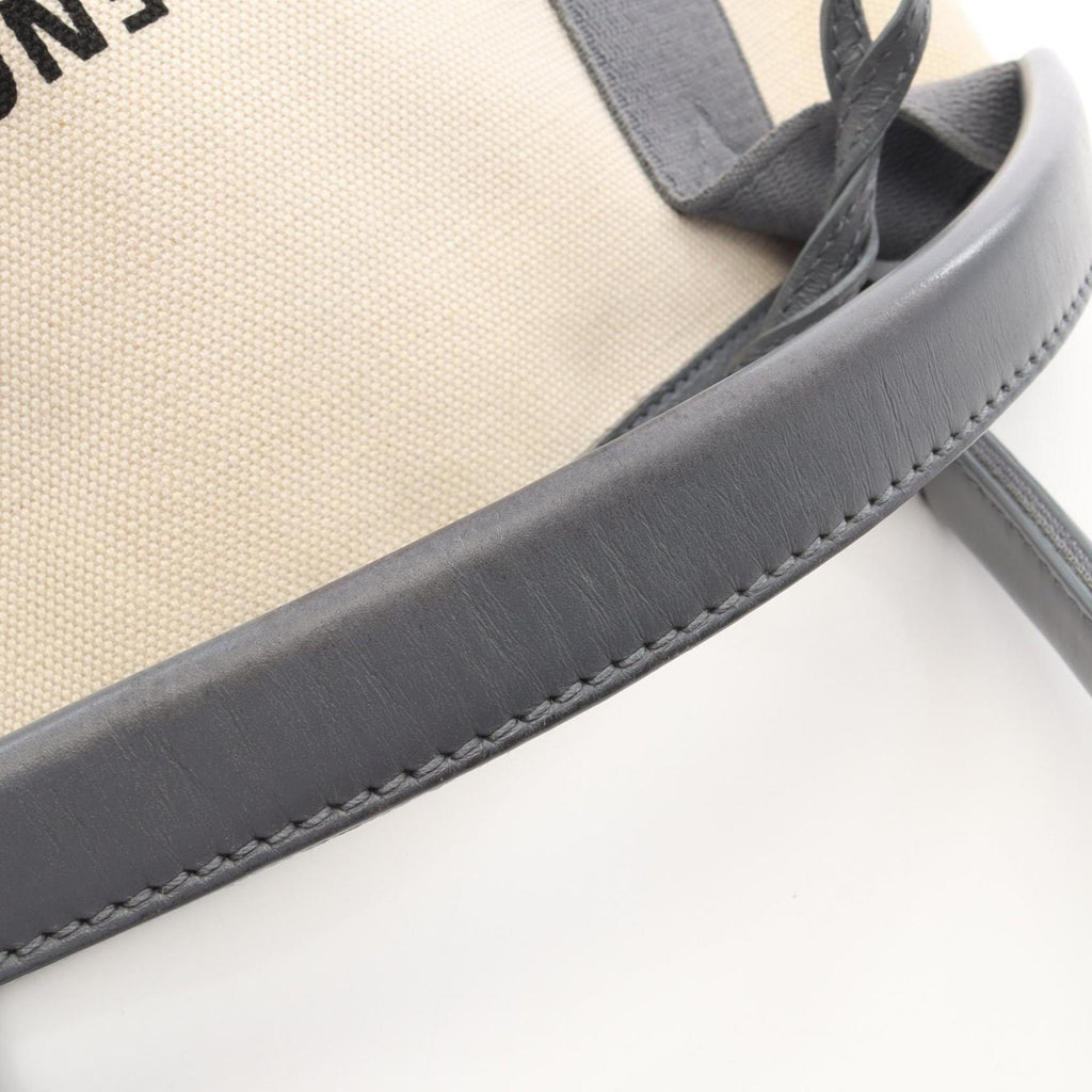 Balenciaga Gray Navy White Canvas Leather Handbag Tote