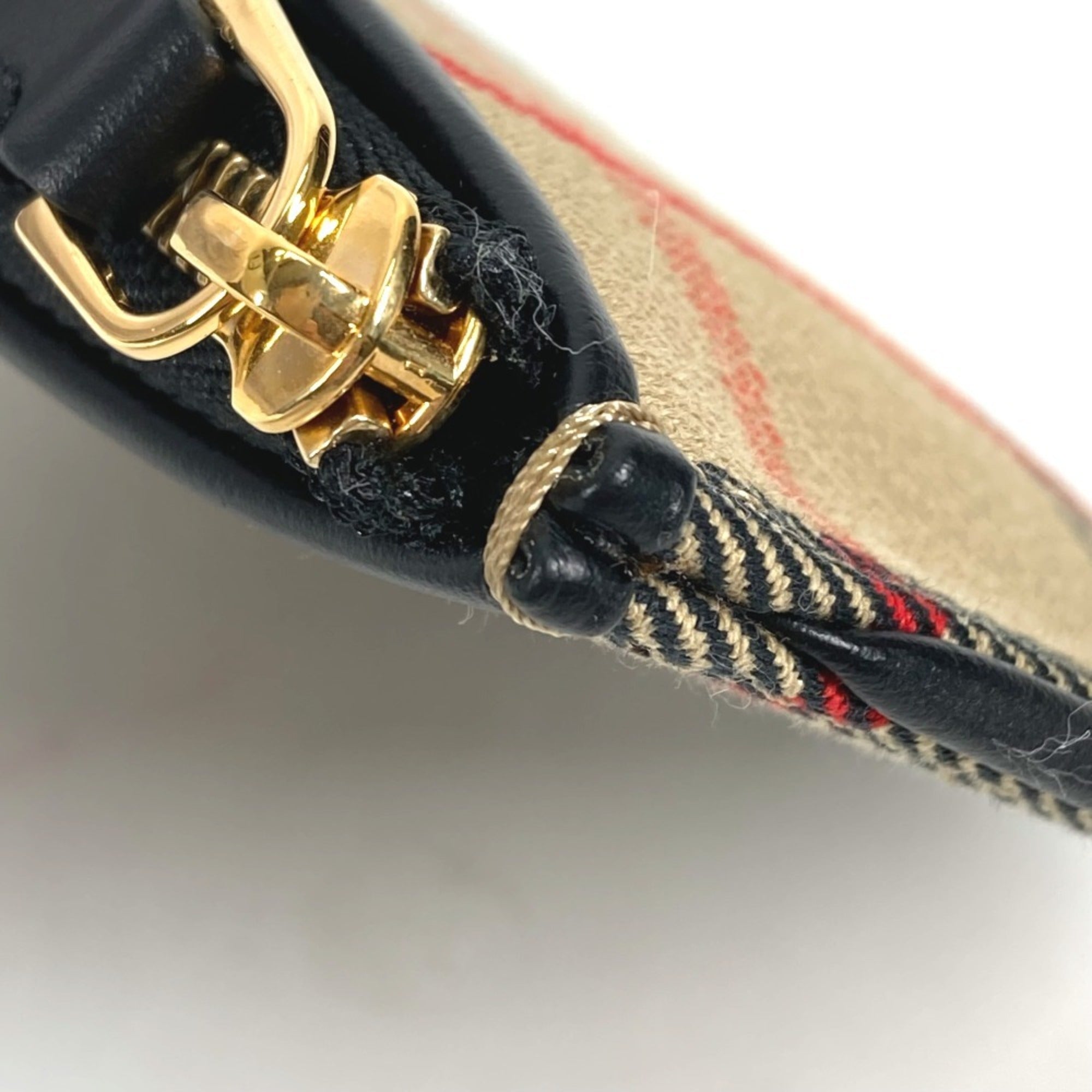 Burberry Beige Leather Canvas Coin Purse/Coin Case