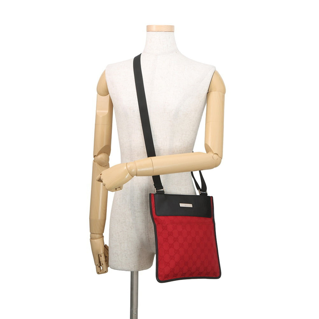 Gucci Black Red Color Gg Canvas Leather Handbag Shoulder Bag (Pre-Owned)