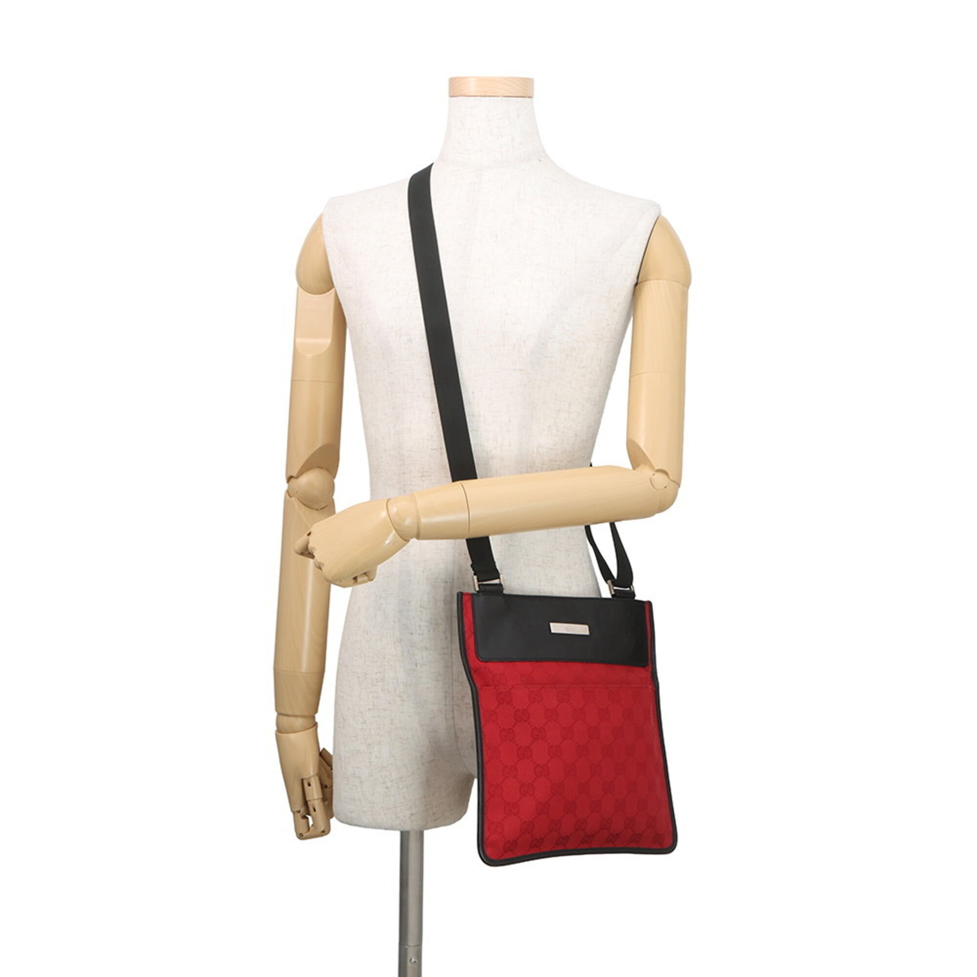 Gucci Black Red Color Gg Canvas Leather Handbag Shoulder Bag (Pre-Owned)