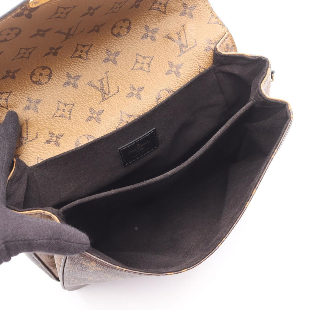 Louis Vuitton Black Brown Coated Canvas Leather Handbag Pochette