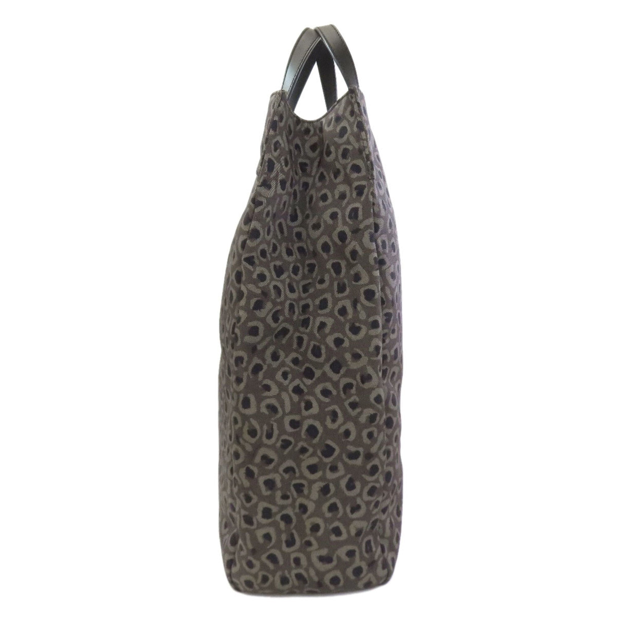 Gucci Gray Canvas Leather Tote Bag (Pre-Owned)