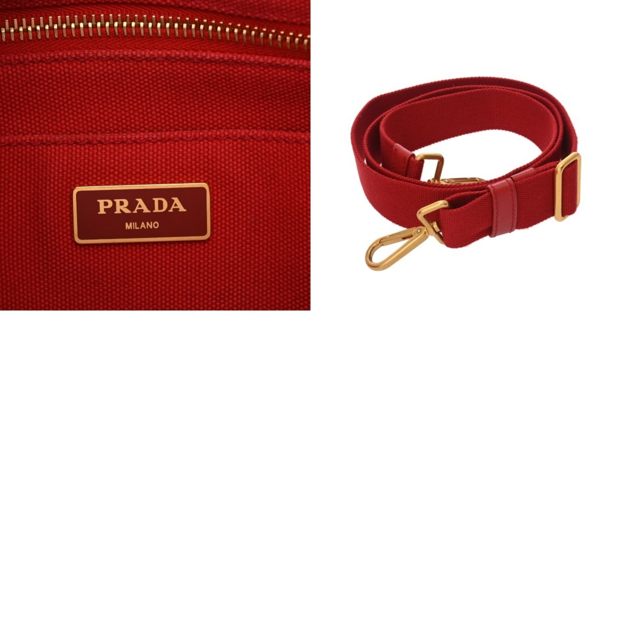 Prada Canapa Red Color Canvas Handbag