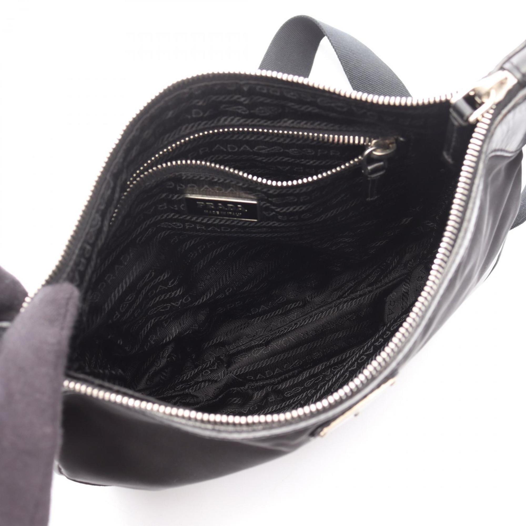 Prada Black Nylon Leather Shoulder Bag