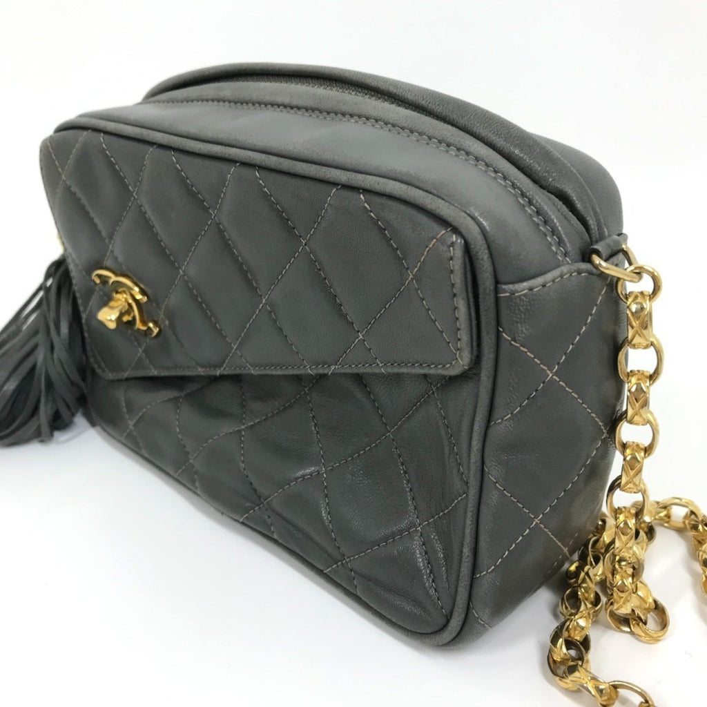 Chanel Gray Leather Shoulder Bag