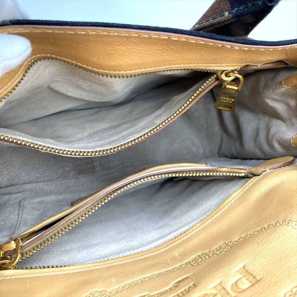 Prada Brown Multi-Color Canvas Handbag