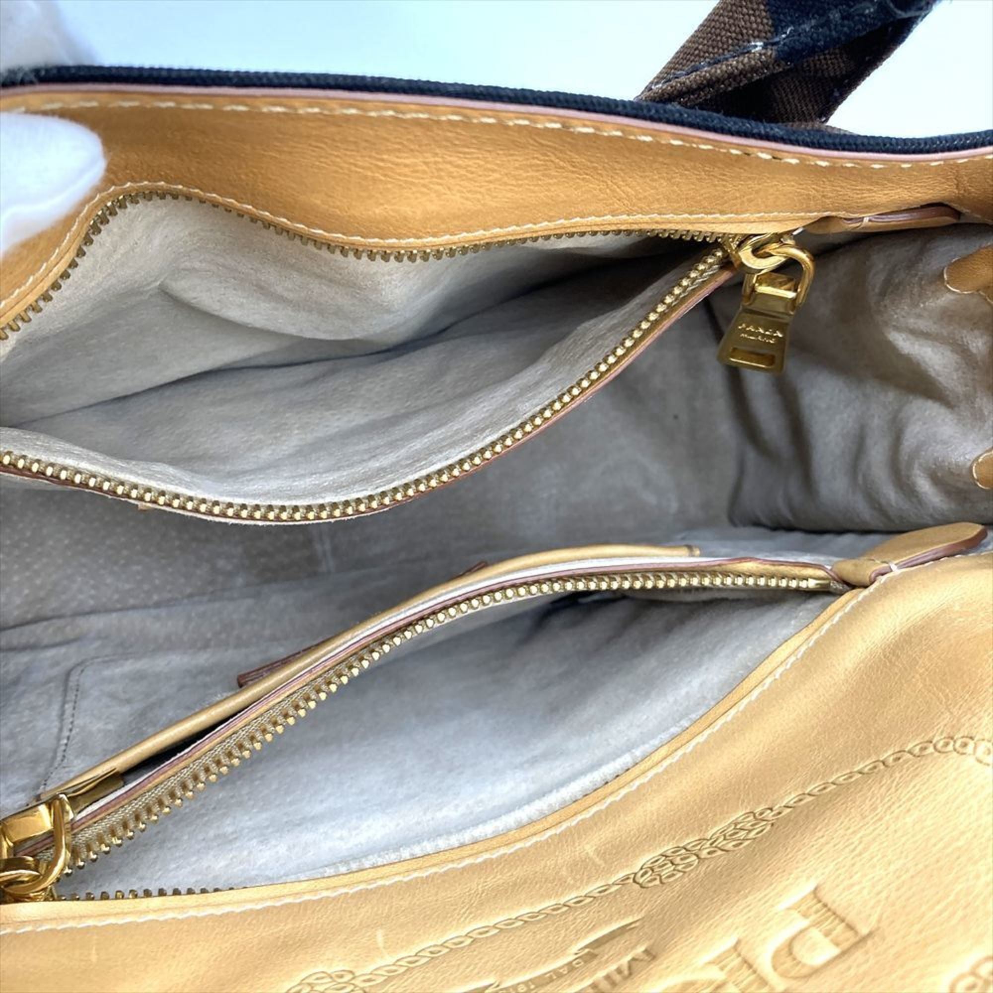 Prada Brown Multi-Color Canvas Handbag