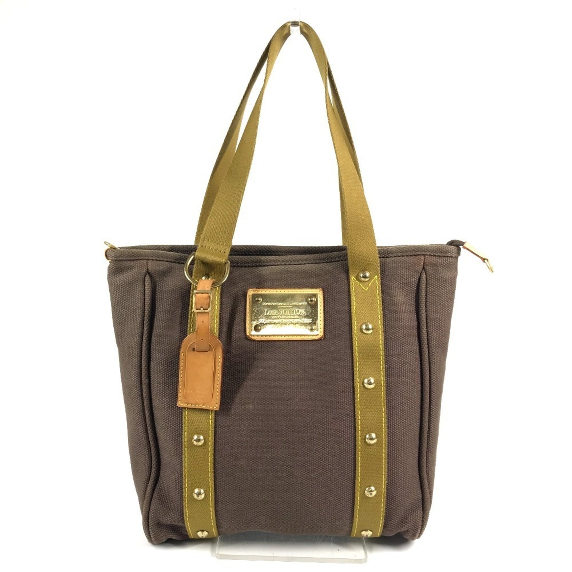 Louis Vuitton Brown Canvas Leather Shoulder Bag Tote Bag