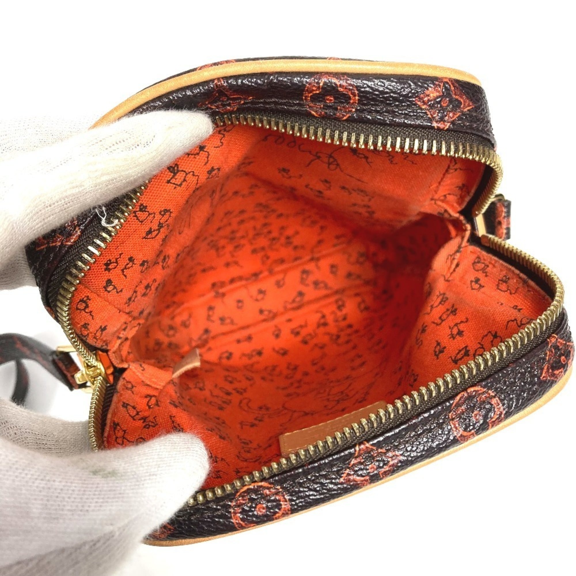 Louis Vuitton Brown Orange Monogram Pochette Shoulder Bag