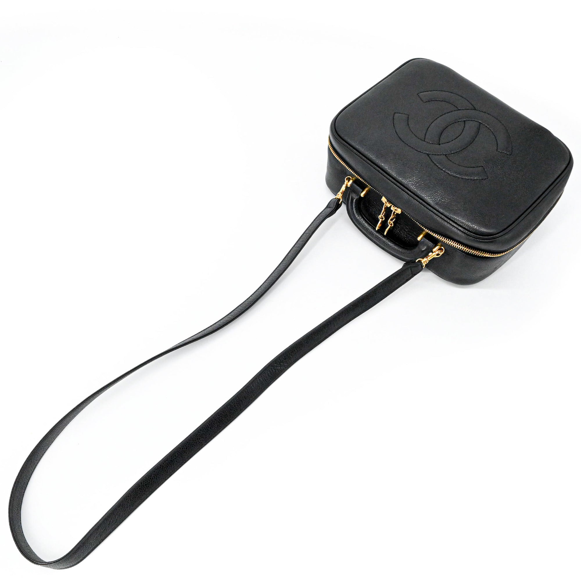 Chanel Black Leather Handbag Vanity Bag