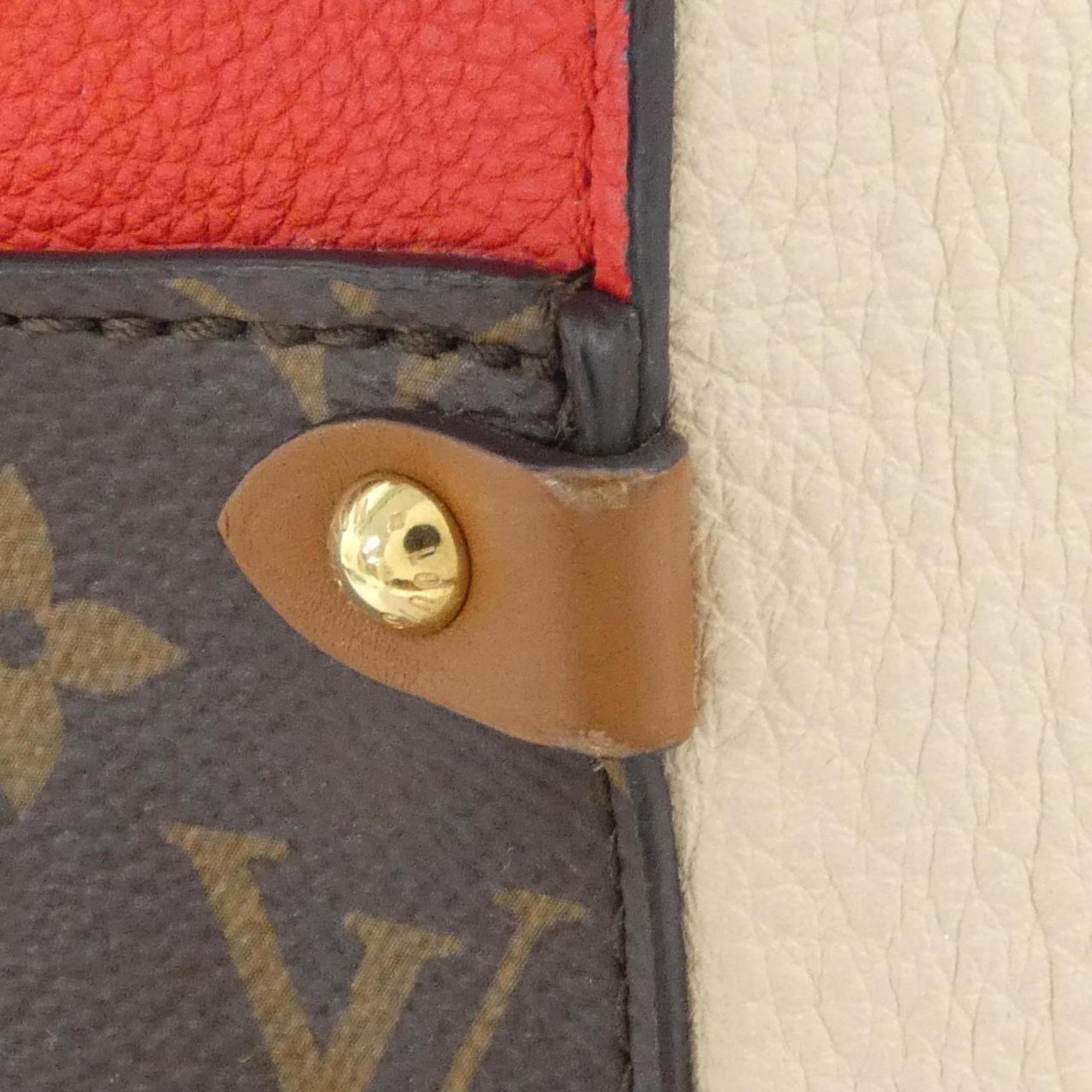 Louis Vuitton Monogram Black Cerise Cream Noir Coated Canvas Leather Handbag