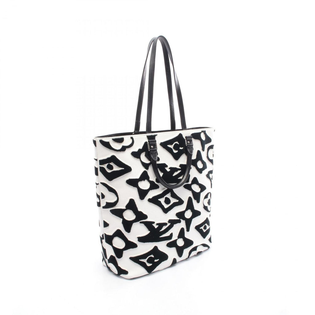 Louis Vuitton Black White Canvas Leather Tote Bag