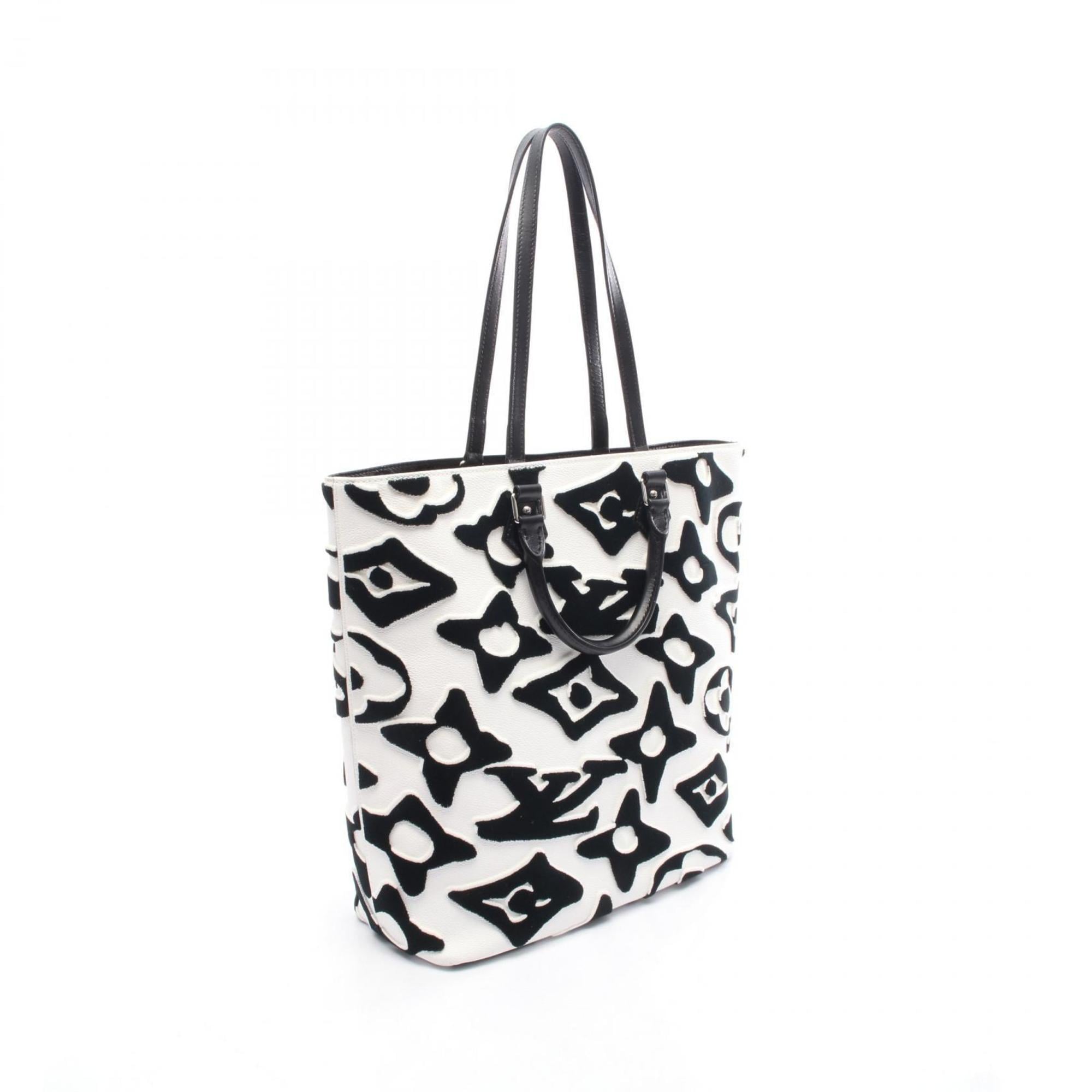 Louis Vuitton Black White Canvas Leather Tote Bag