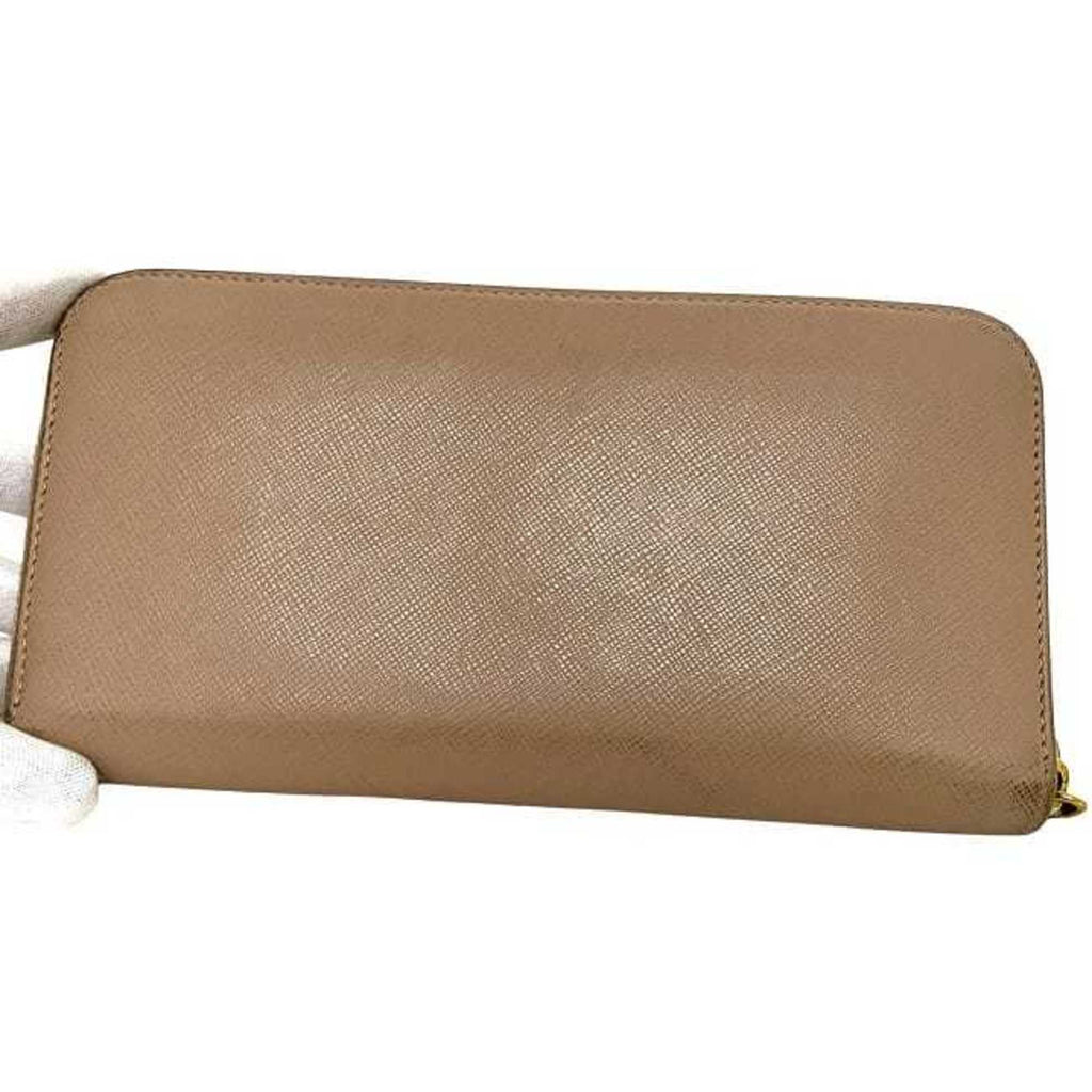 Prada Pink Beige Saffiano Metal Long Wallet (Bi-Fold)