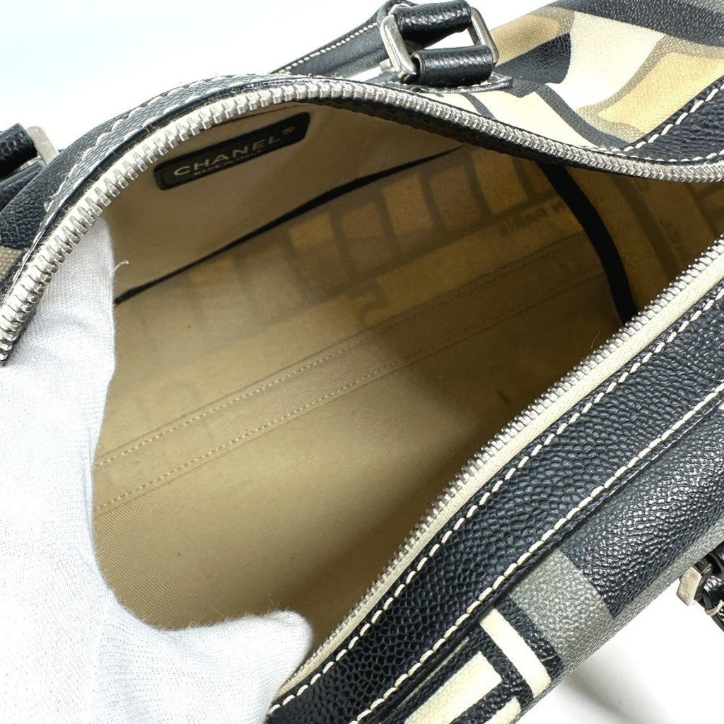 Chanel Black Yellow Pvc Boston Bag Handbag