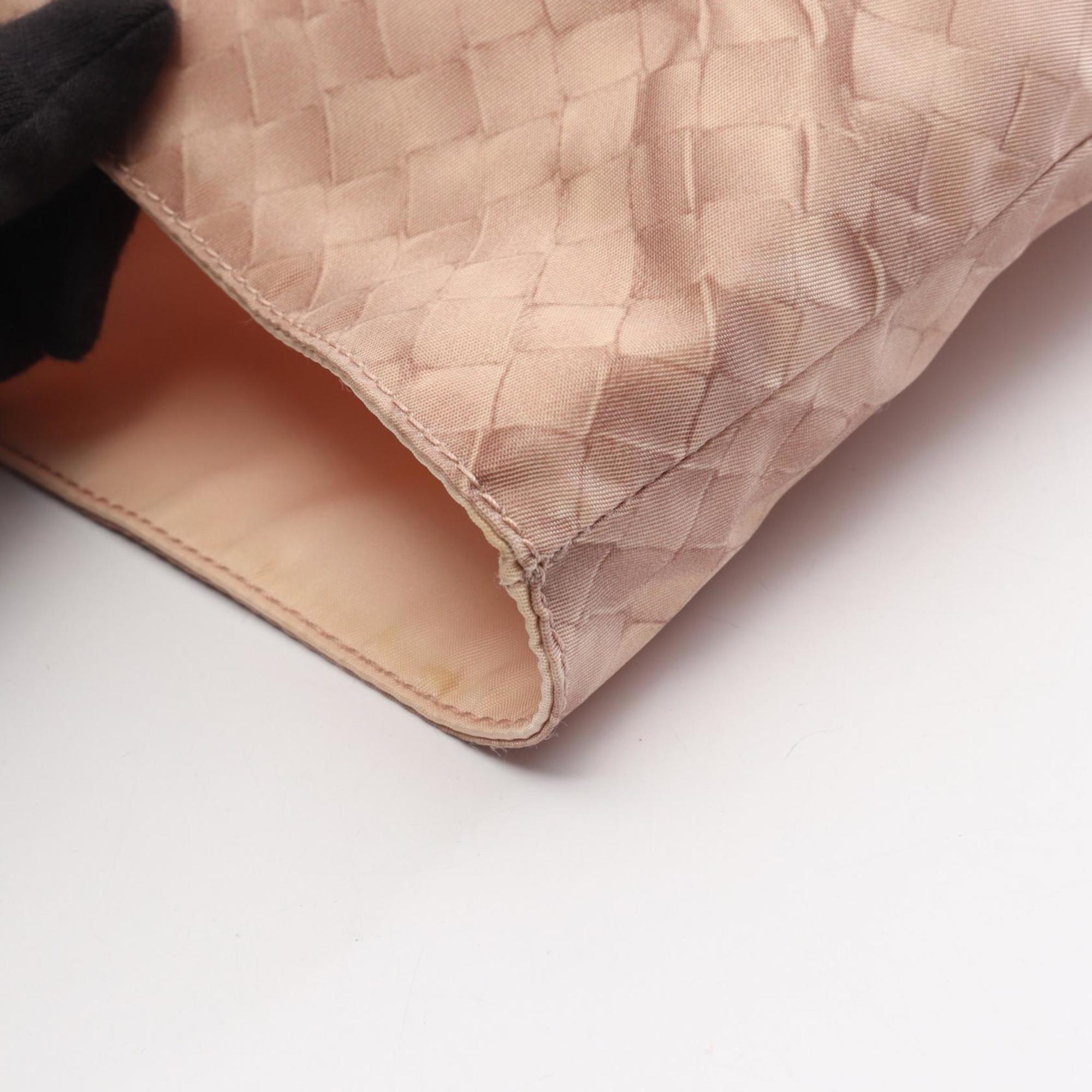 Bottega Veneta Pink Nylon Leather Tote Bag