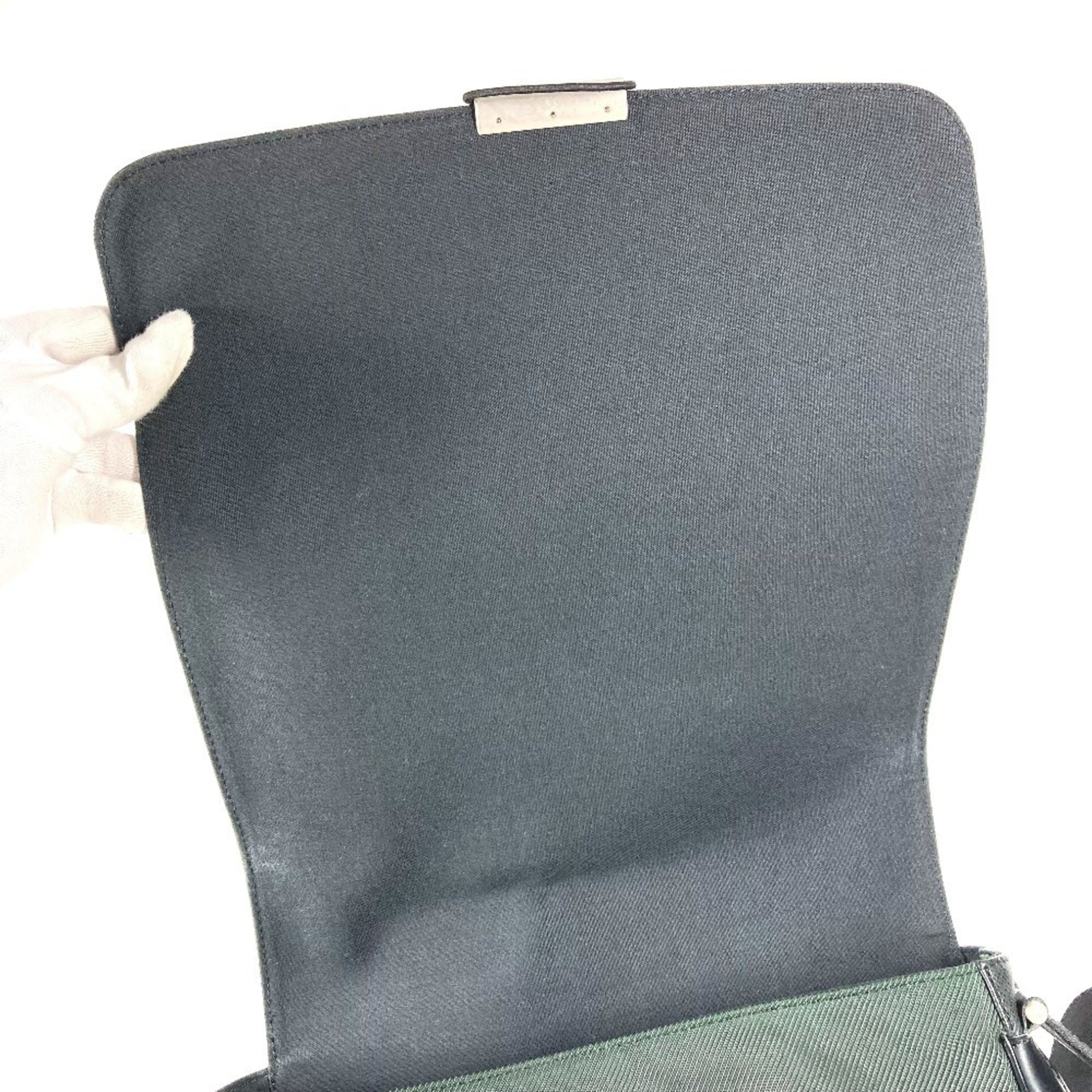 Louis Vuitton Ardoise Black Khaki Taiga Leather Nylon Leather Messenger Bag Shoulder Bag