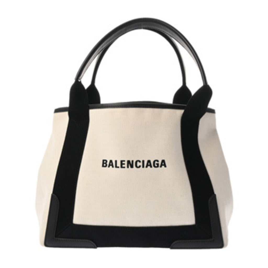 Balenciaga Black White Canvas Leather Handbag Pouch
