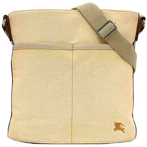 Burberry Beige Orange Canvas Shoulder Bag