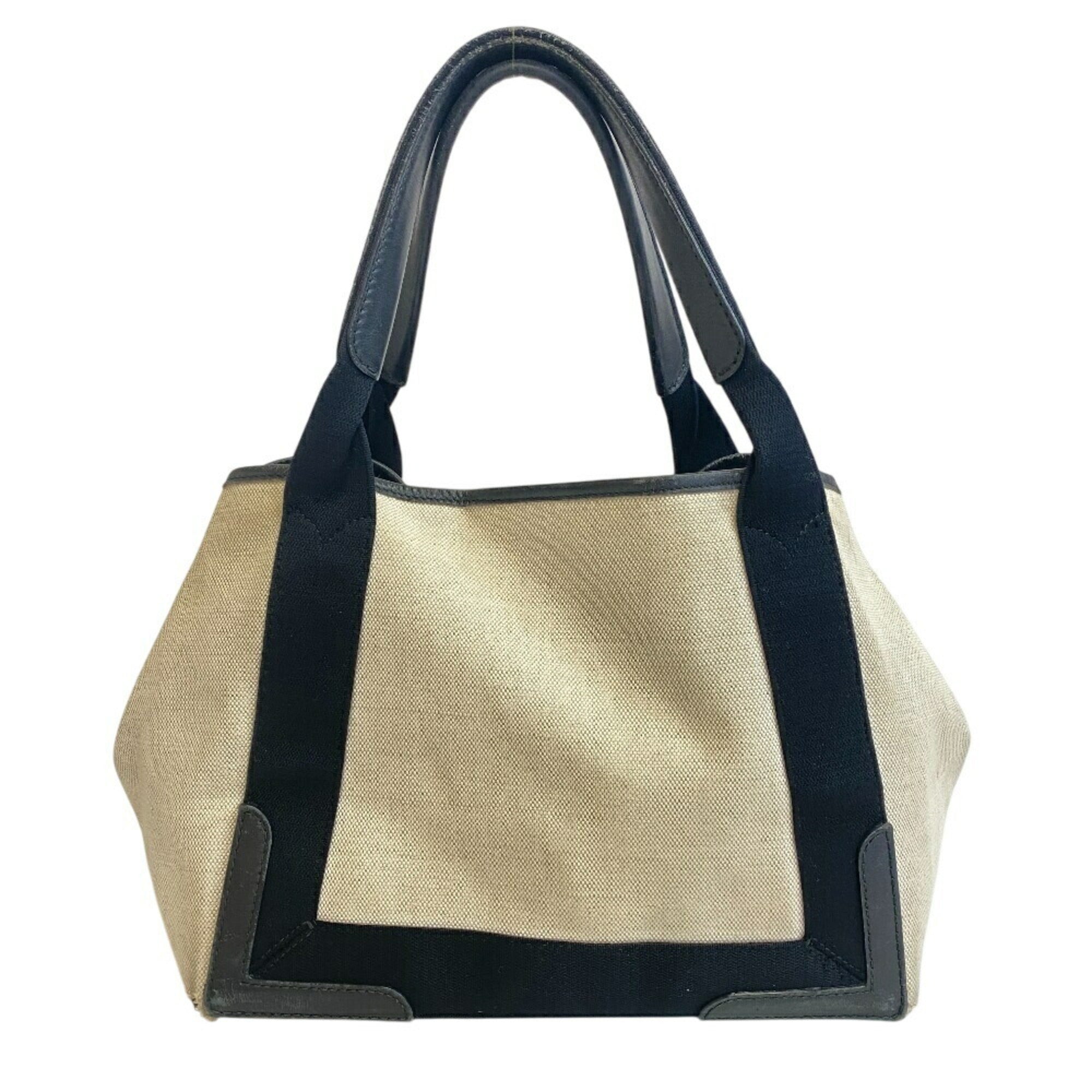Balenciaga Black Ivory Canvas Leather Hand