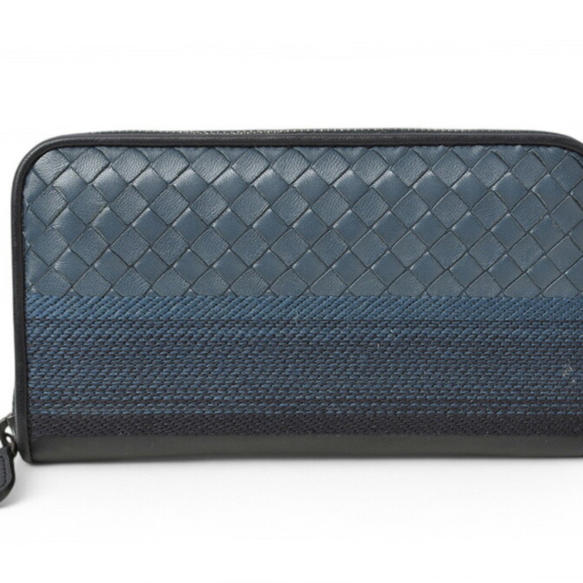 Bottega Veneta Navy Leather Long Wallet (Bi-Fold)