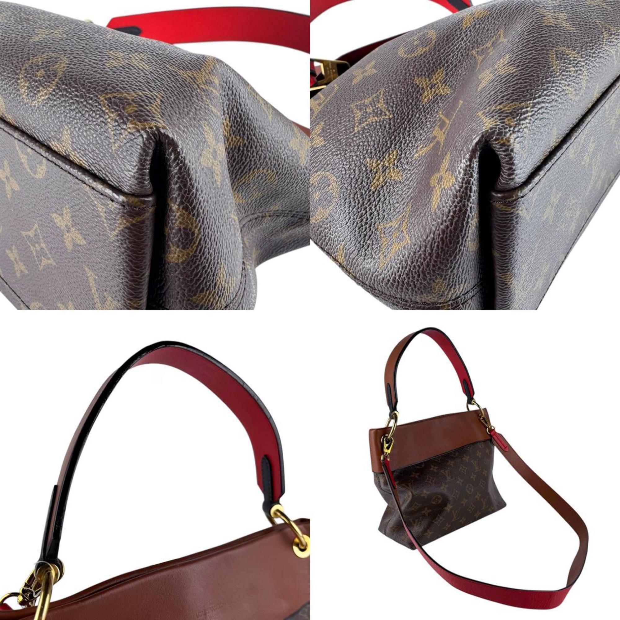 Louis Vuitton Brown Red Color Monogram Handbag Shoulder Bag
