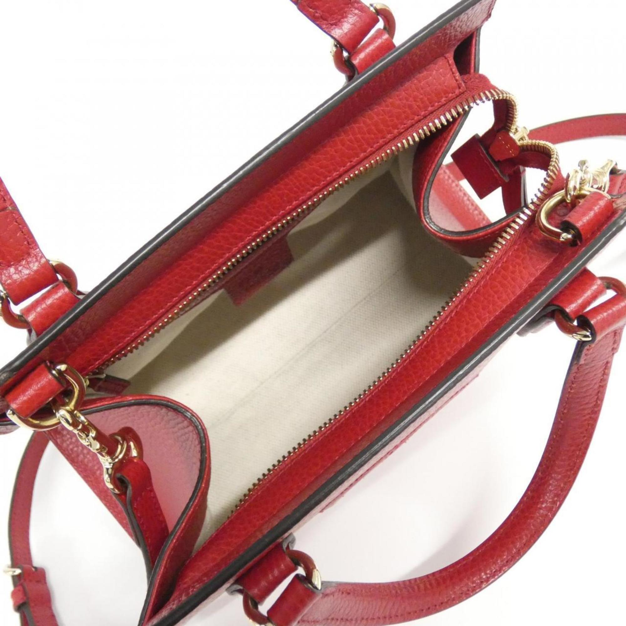 Gucci Red Color Leather Handbag (Pre-Owned)