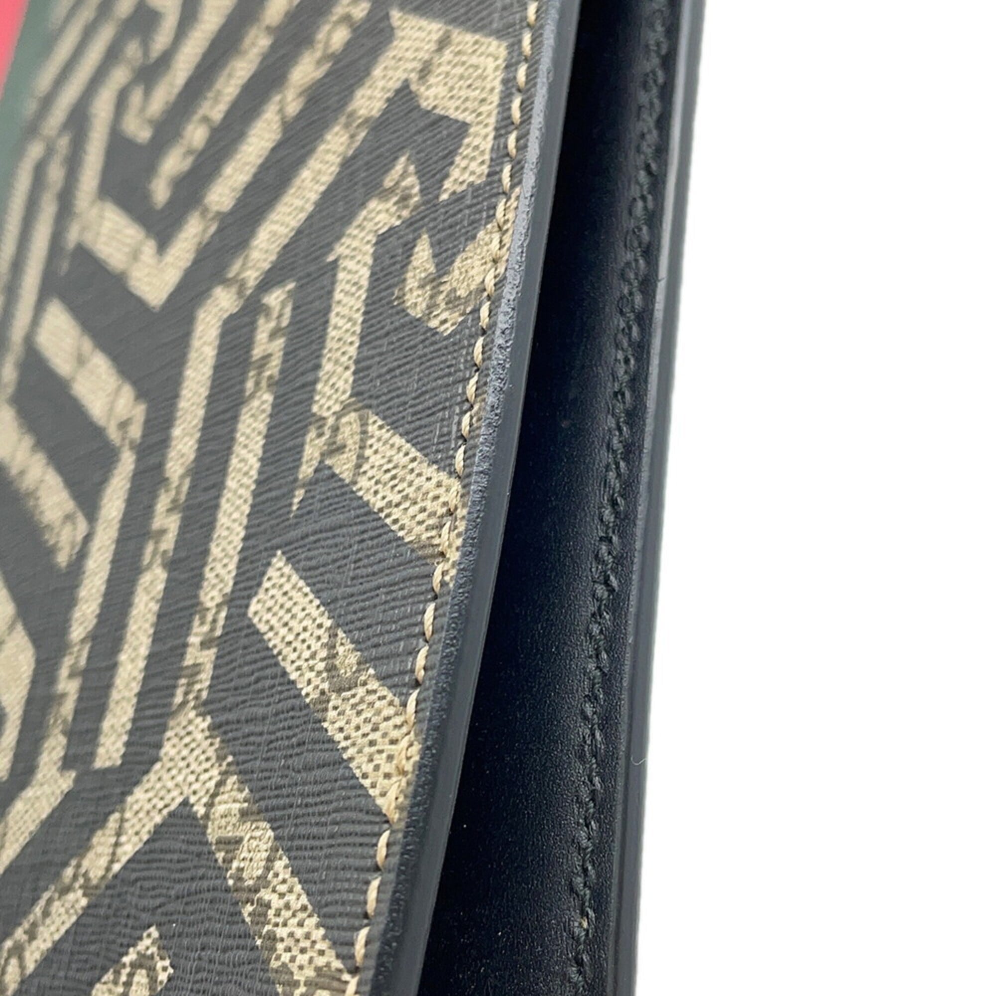 Gucci Black Multi-Color Leather Clutch Bag Handbag Pouch (Pre-Owned)
