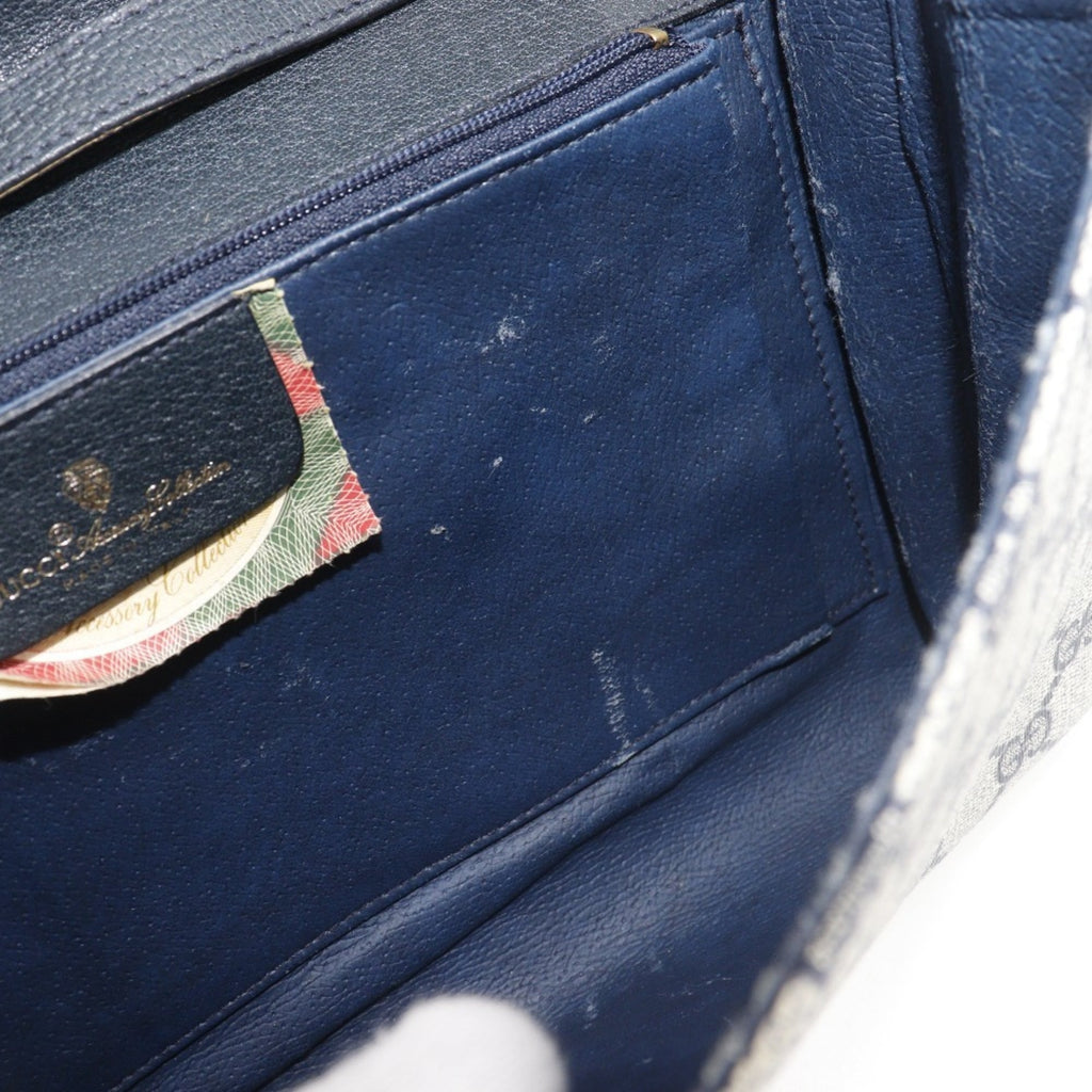 Gucci Gray Navy Gg Plus Shoulder Bag (Pre-Owned)