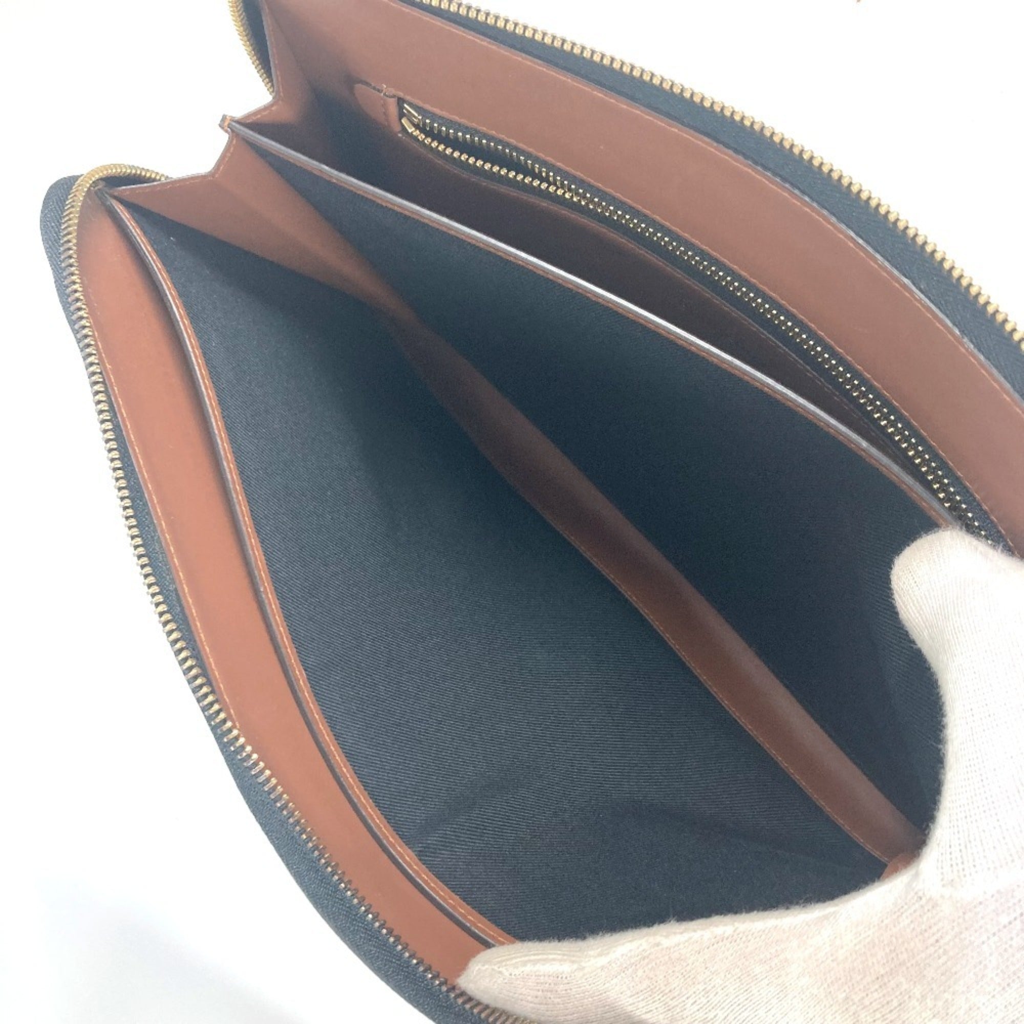 Burberry Brown Leather Canvas Clutch Bag Pouch
