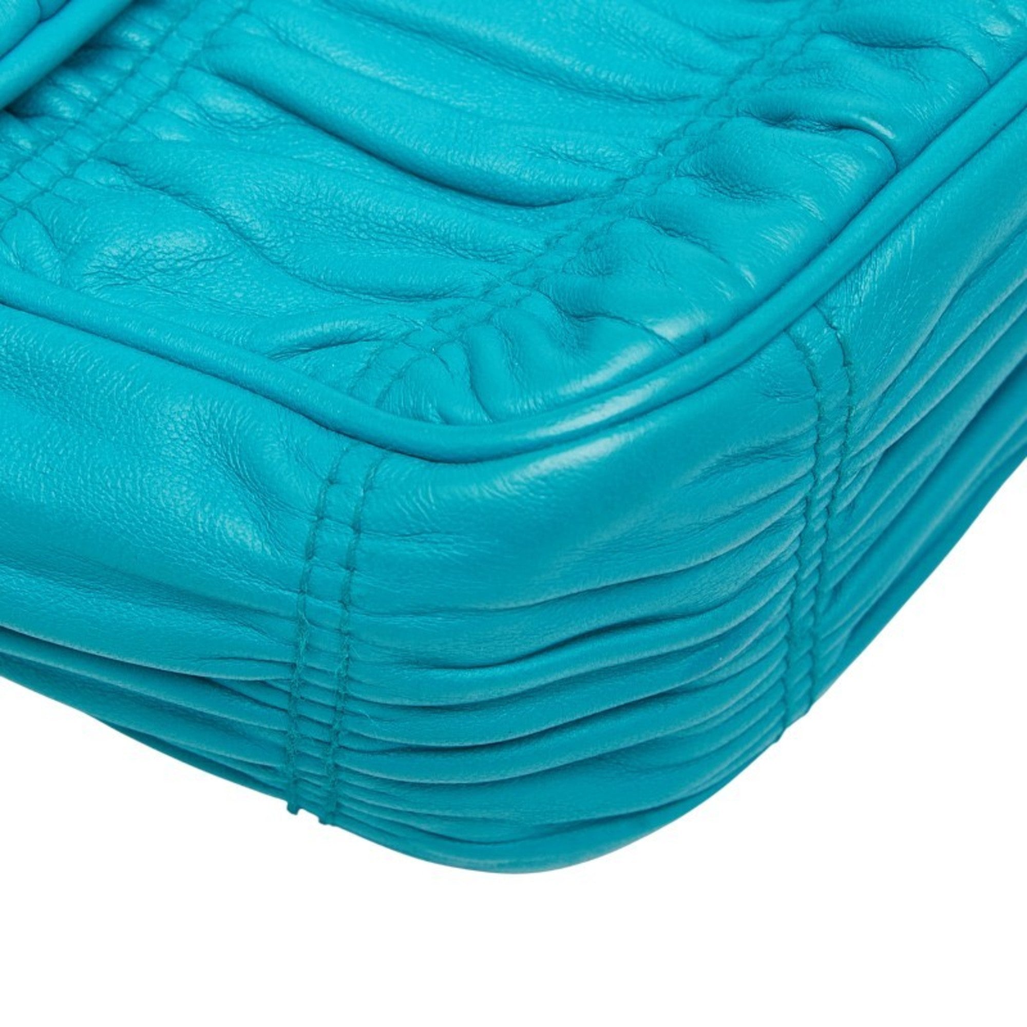 Prada Blue Leather Shoulder Bag