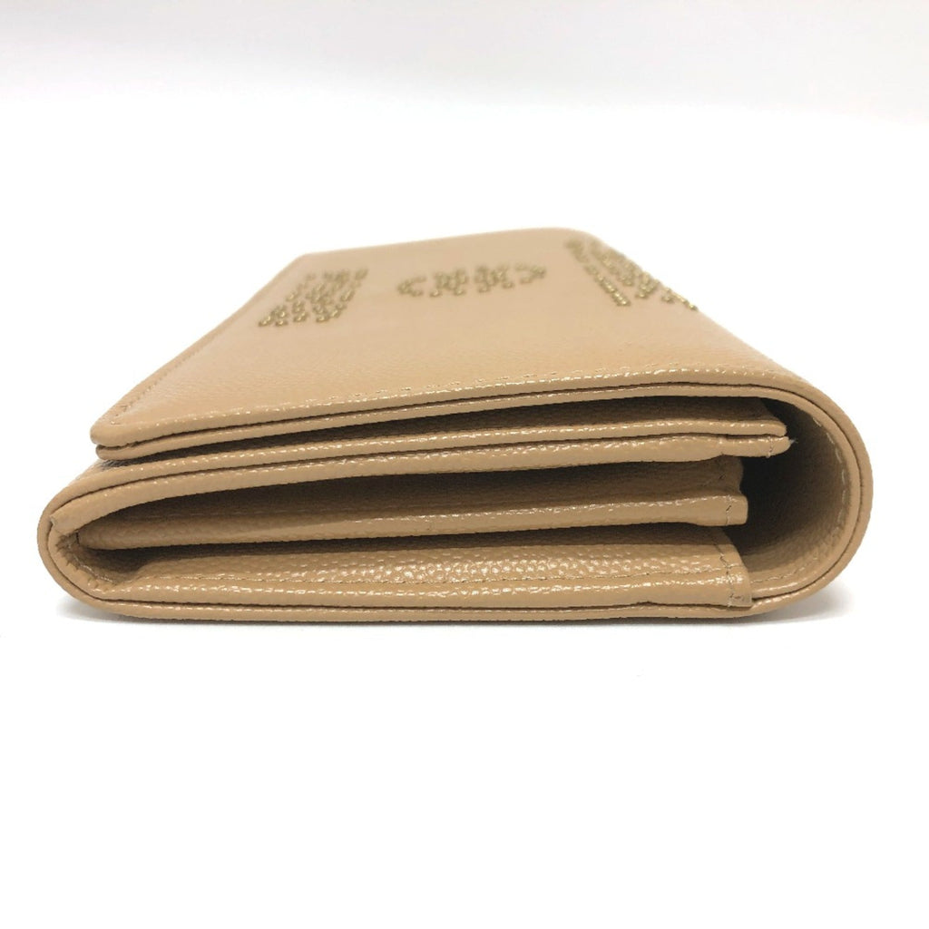 Chanel Beige Leather Long Wallet (Bi-Fold)