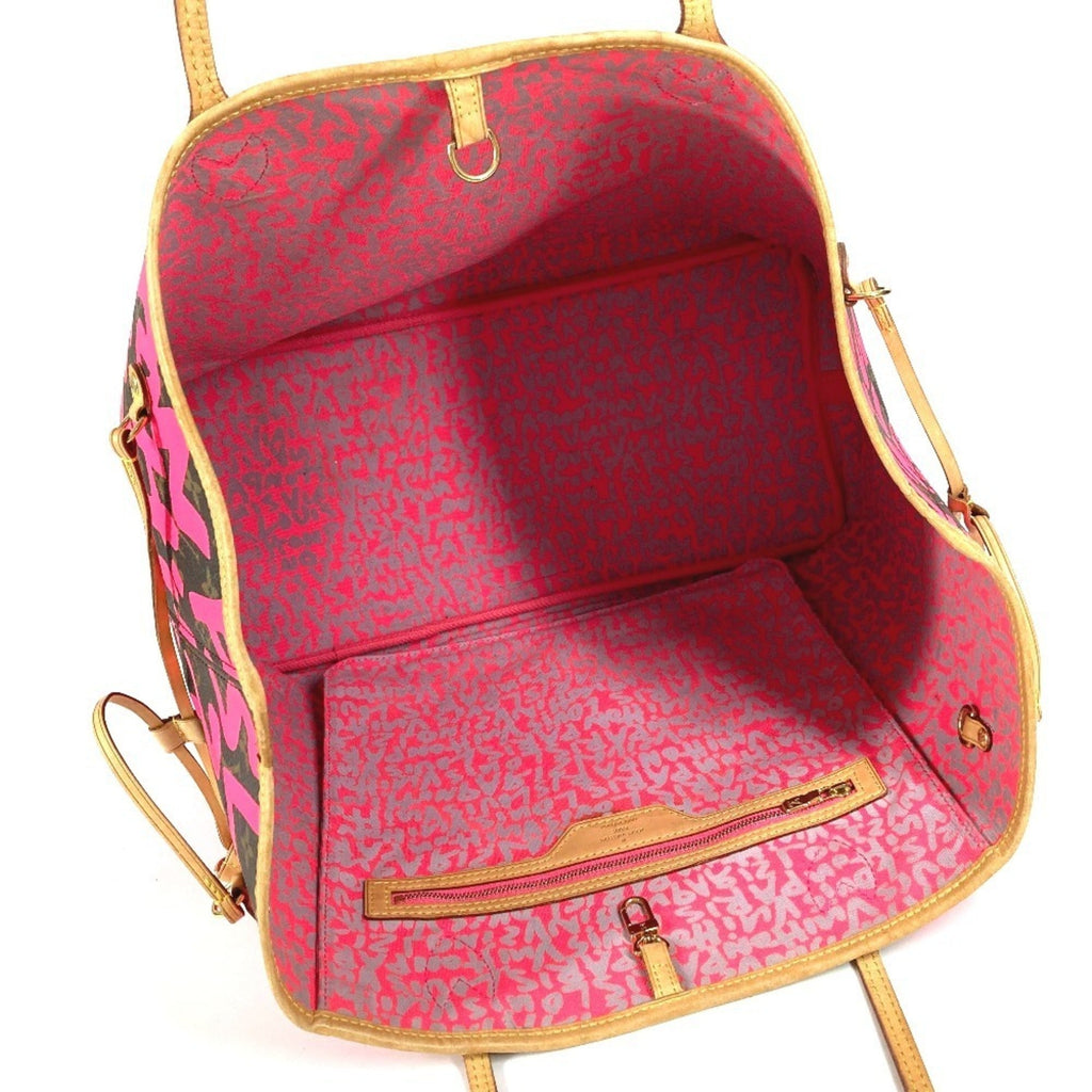 Louis Vuitton Fuchsia Pink Galle Pink Monogram Graffiti Shoulder Bag Tote Bag