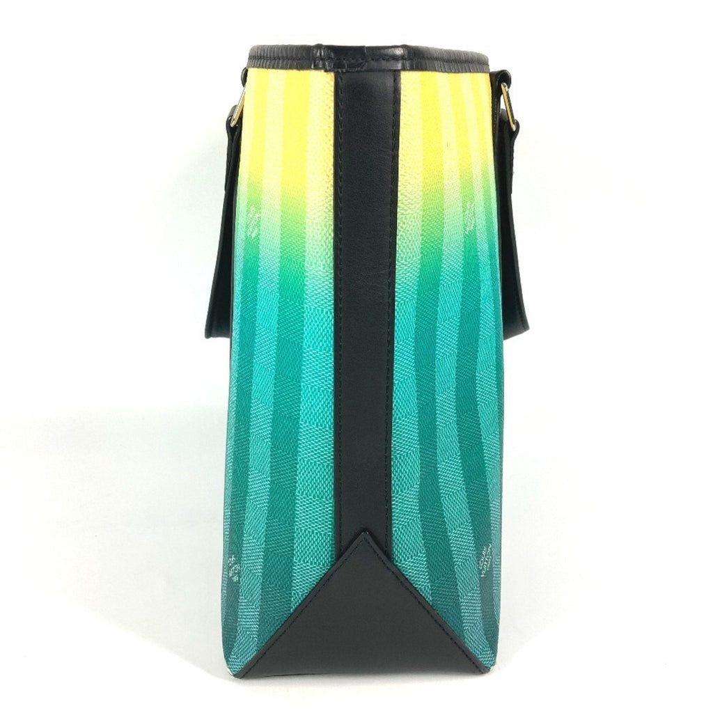 Louis Vuitton Black Green Yellow Leather Canvas Handbag Shoulder Bag Tote Bag