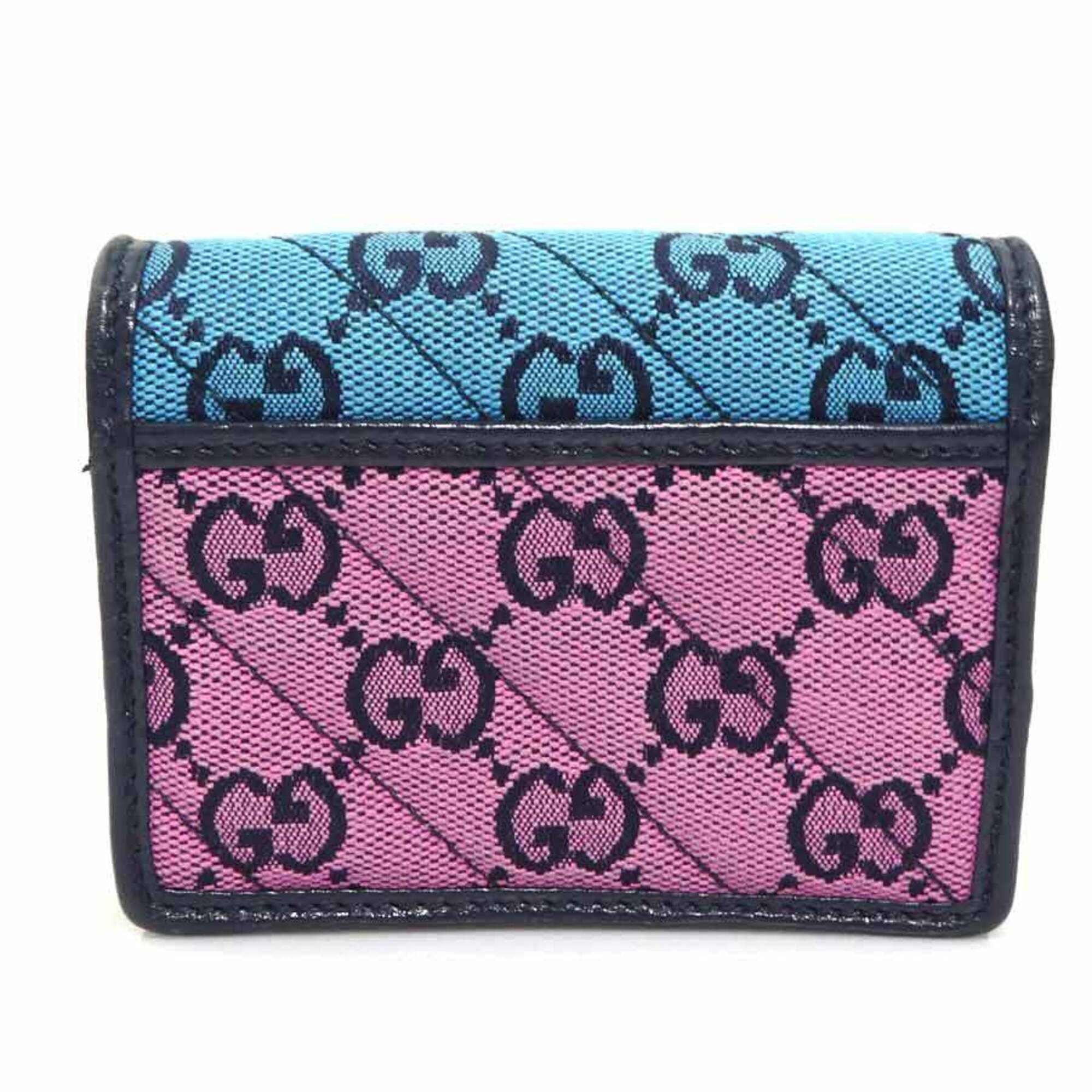 Gucci Blue Pink Gg Canvas Wallet (Bi-Fold) (Pre-Owned)