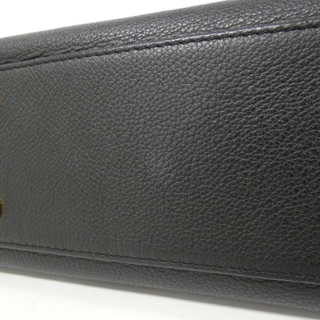 Louis Vuitton Black Leather Coated Canvas Handbag