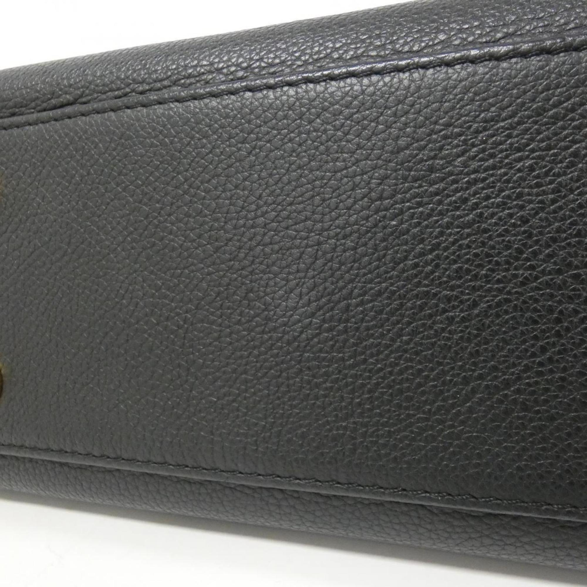 Louis Vuitton Black Leather Coated Canvas Handbag