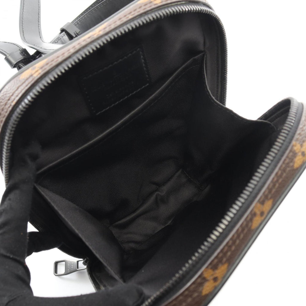 Louis Vuitton Black Brown Monogram Macassar Coated Canvas Leather Fanny Pack Sling Bag