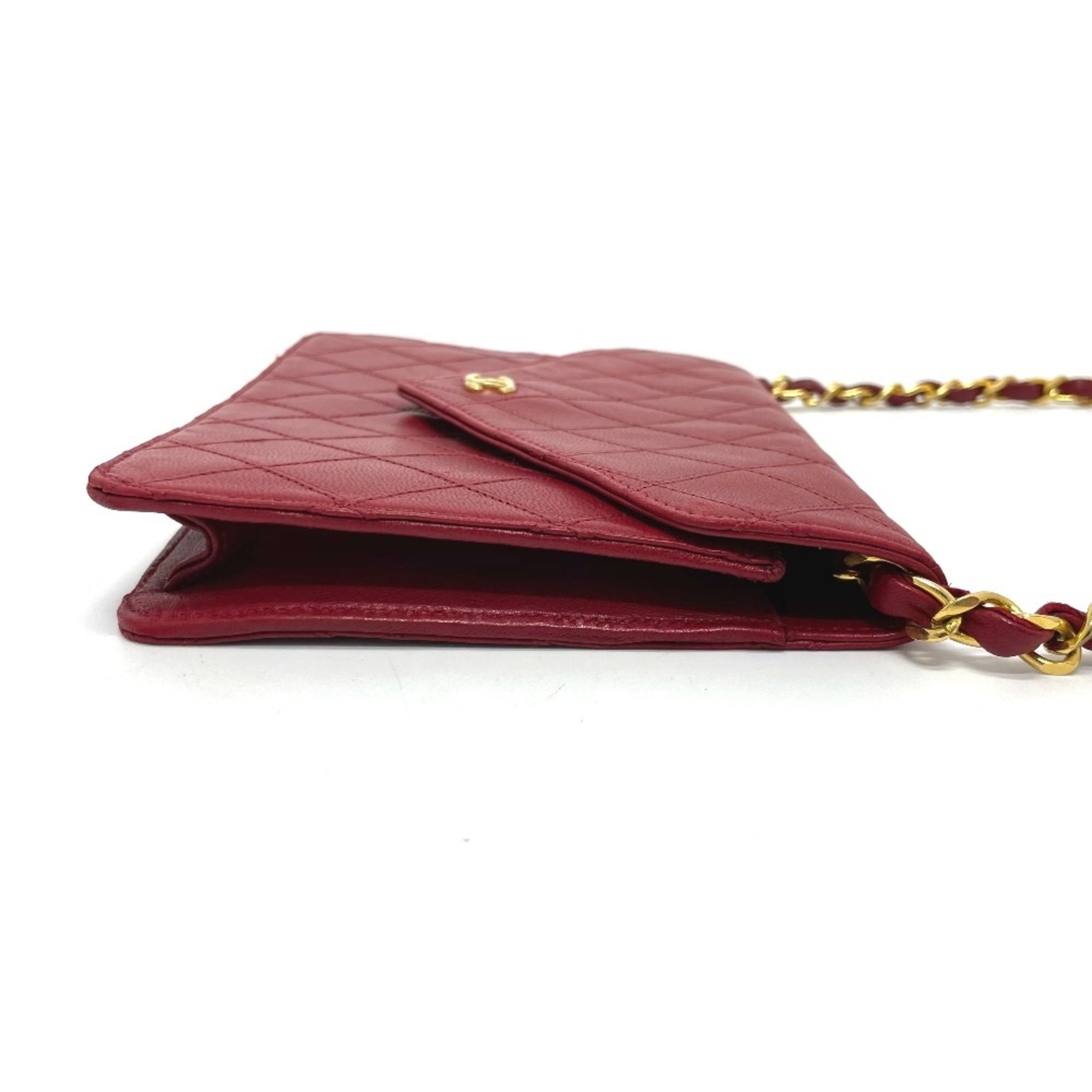 Chanel Red Leather Shoulder Bag