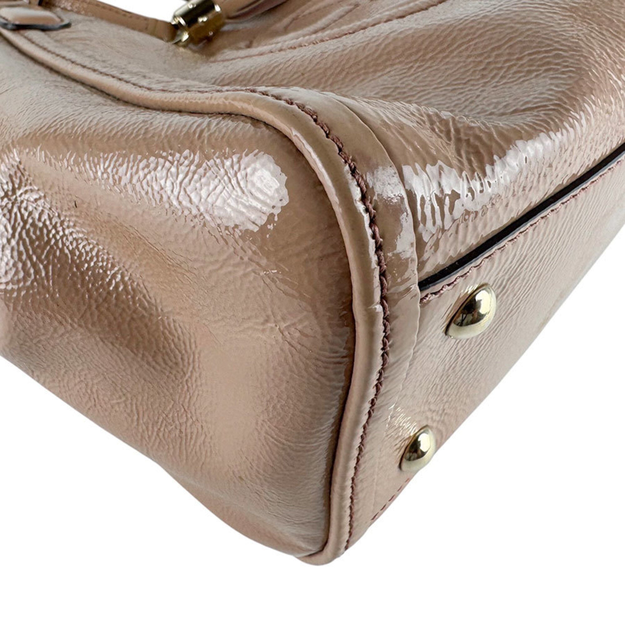 Gucci Pink Beige Patent Leather Handbag Shoulder Bag (Pre-Owned)