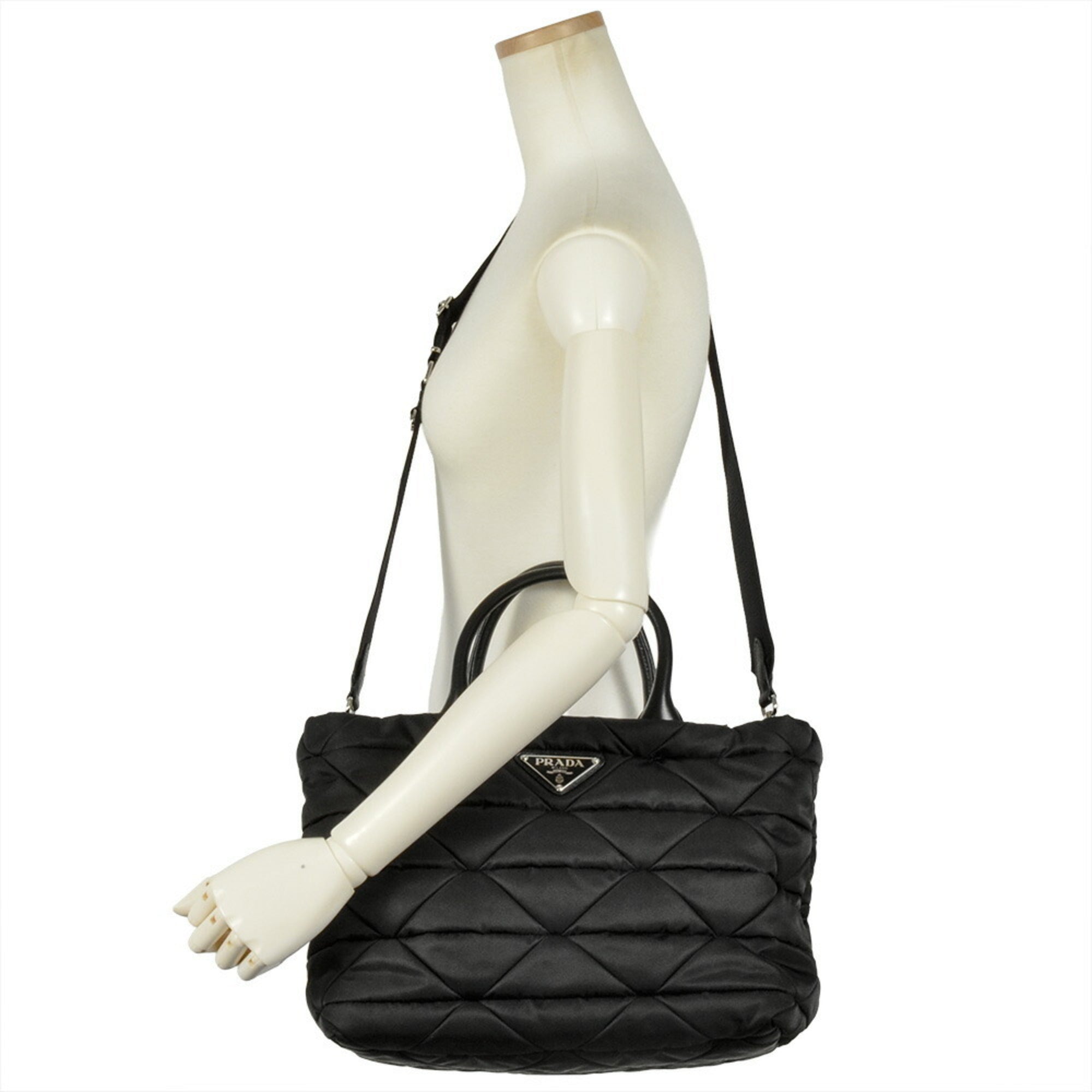 Prada Black Nylon Nappa Leather Leather Tote Bag