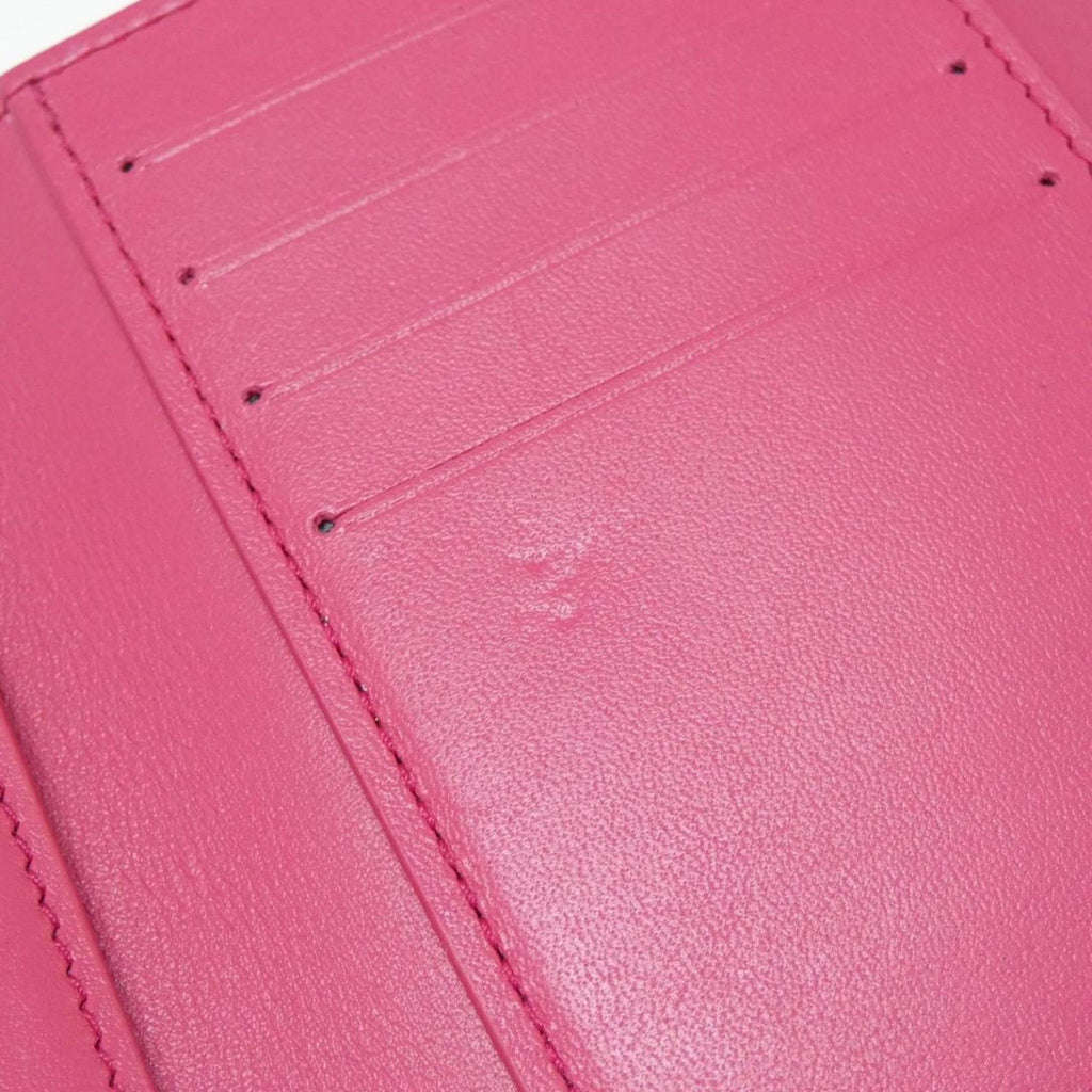 Louis Vuitton Black Hot Pink Leather Middle Wallet (Tri-Fold)