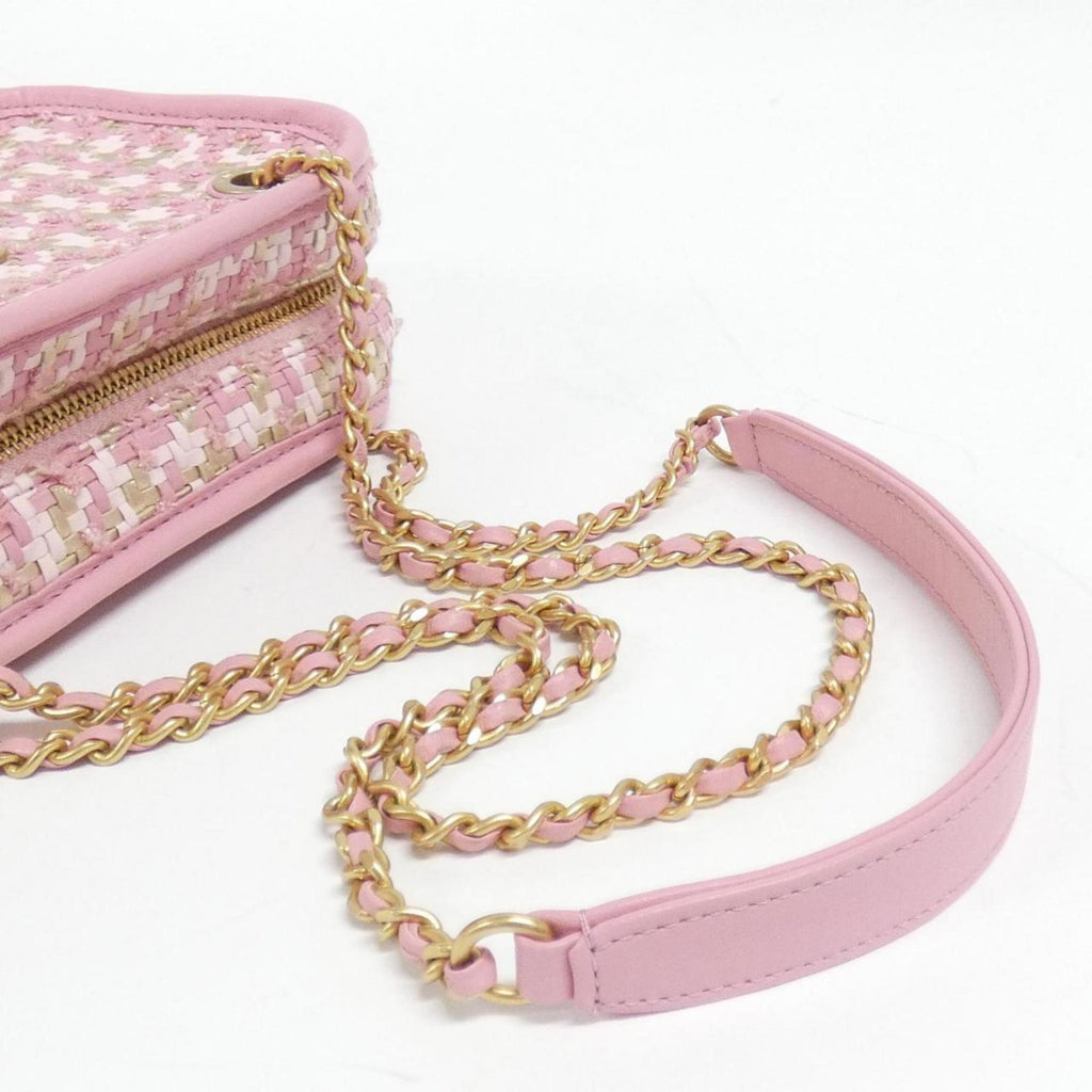 Chanel Gold Pink Viscose Leather Shoulder Bag