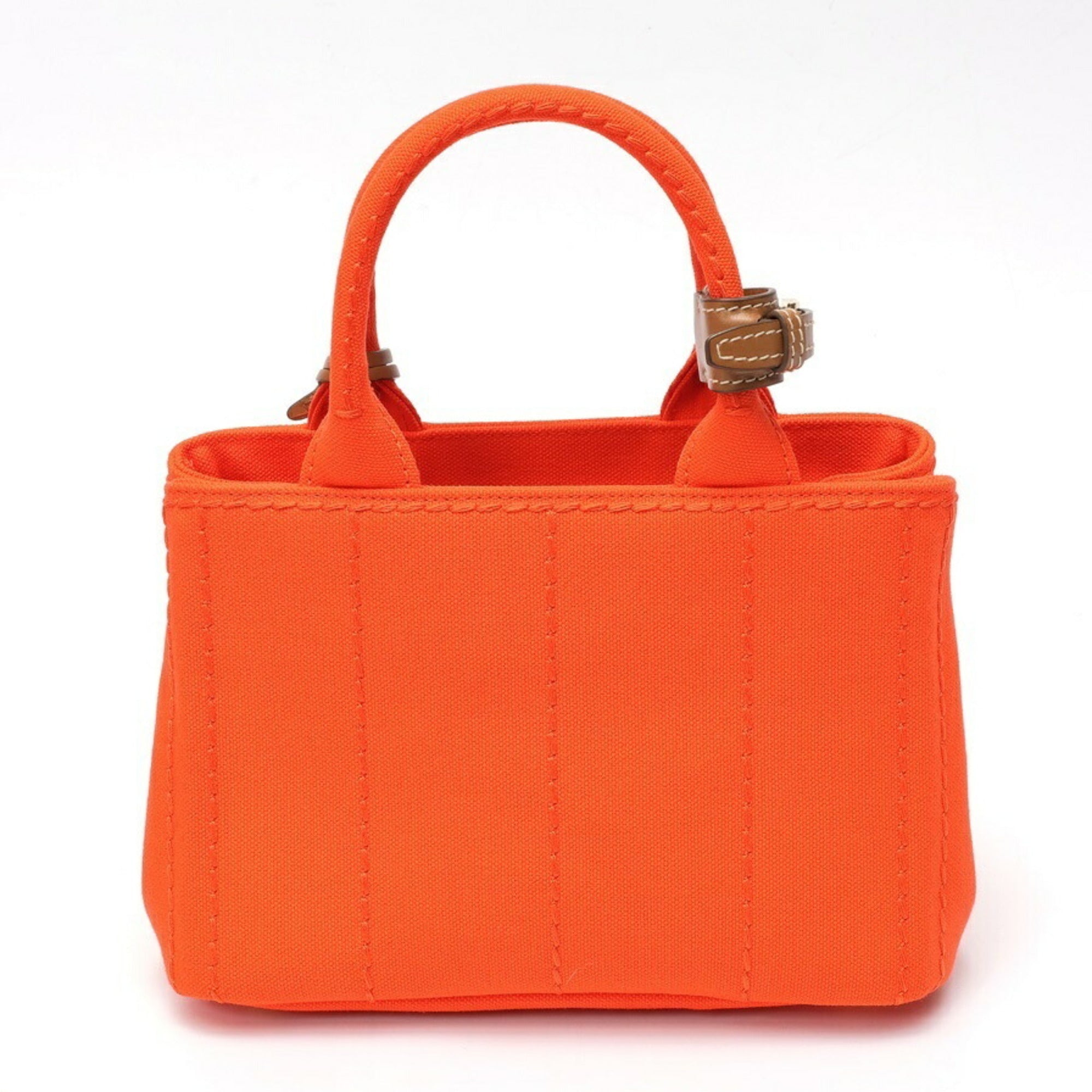 Prada Orange Cotton Canvas Handbag Tote Bag